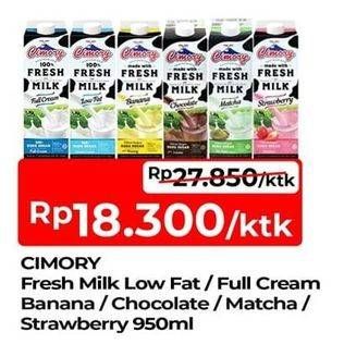 Promo Harga Cimory Fresh Milk Low Fat, Full Cream, Banana, Chocolate, Matcha, Strawberry 950 ml - TIP TOP