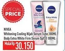Promo Harga NIVEA Body Serum Extra White Hijab Cooling, Extra White Firming SPF 33 180 ml - Hypermart