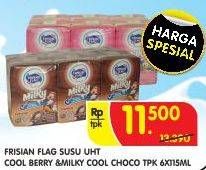 Promo Harga FRISIAN FLAG Susu UHT Milky Cool Berry, Cool Choco per 6 pcs 115 ml - Superindo