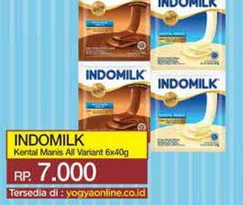 Promo Harga Indomilk Susu Kental Manis Cokelat, Plain per 6 sachet 37 gr - Yogya