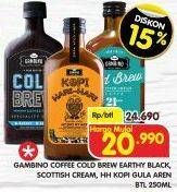 Promo Harga Gambino Coffee Cold Brew Black, Cold Brew Scottish Cream, Hari Hari Gula Aren 250 ml - Superindo