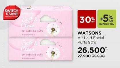 Promo Harga WATSONS Air-laid Facial Puff 90 pcs - Watsons