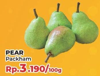 Promo Harga Pear Packham per 100 gr - Yogya