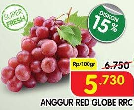 Promo Harga Anggur Red Globe RRC per 100 gr - Superindo