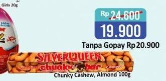 Promo Harga SILVER QUEEN Chunky Bar Almond, Cashew 100 gr - Alfamart