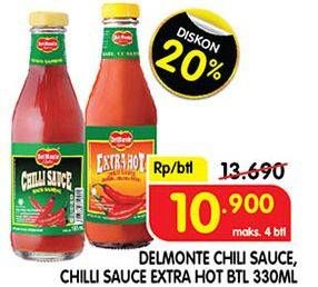 Promo Harga DEL MONTE Sauce Chilli, Extra Hot Chilli 340 ml - Superindo