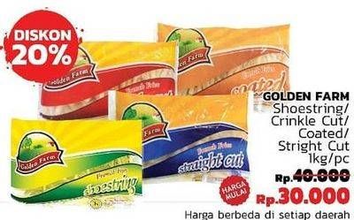 Promo Harga GOLDEN FARM French Fries Shoestring, Crinkle, Coated, Straight 1 kg - LotteMart