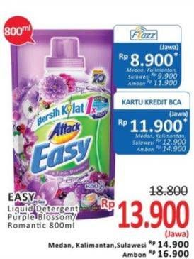 Promo Harga ATTACK Easy Detergent Liquid Purple Blossom, Romantic Flower 800 ml - Alfamidi