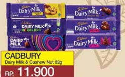 Promo Harga Cadbury Dairy Milk Original, Cashew Nut 62 gr - Yogya