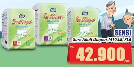 Promo Harga Sensi Sure Adult Diapers M10, L8, XL6 6 pcs - Hari Hari