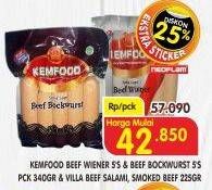 Promo Harga KEMFOOD Beef Wiener 5s/Bockwurst 340gr/VILLA Beef Salami/Somked Beef 225gr  - Superindo