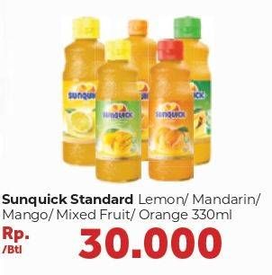 Promo Harga SUNQUICK Minuman Sari Buah Lemon, Mandarin, Mango, Mixed Fruits, Orange 330 ml - Carrefour