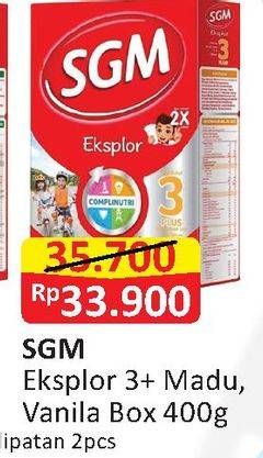 Promo Harga SGM Eksplor 3+ Susu Pertumbuhan Madu, Vanila 400 gr - Alfamart