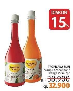 Promo Harga TROPICANA SLIM Syrup Cocopandan, Orange 750 ml - LotteMart