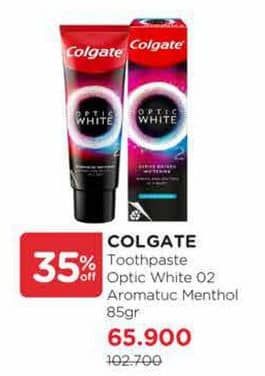 Promo Harga Colgate Toothpaste Optic White White O2 Aromatic Menthol 85 gr - Watsons