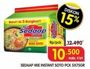 Promo Harga SEDAAP Mie Kuah Soto per 5 pcs 75 gr - Superindo