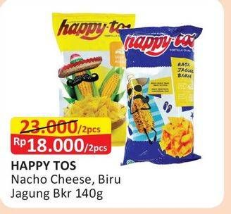 Promo Harga HAPPY TOS Nacho Cheese; Biru Jagung Bakar 140 g  - Alfamart