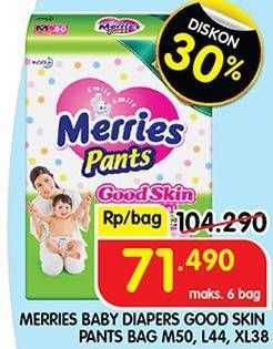 Promo Harga Merries Pants Good Skin L44, M50, XL38 38 pcs - Superindo