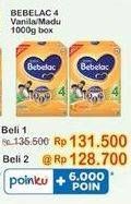 Promo Harga BEBELAC 4 Susu Pertumbuhan Madu, Vanila 1000 gr - Indomaret