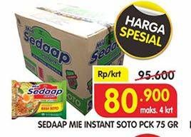 Promo Harga SEDAAP Mie Kuah Soto per 40 pcs 75 gr - Superindo