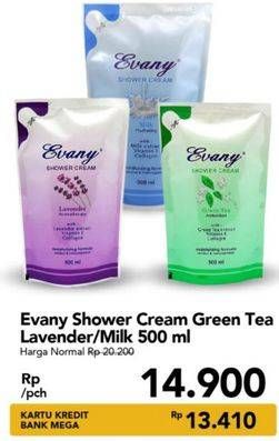 Promo Harga EVANY Shower Cream Green Tea, Lavender, Milk 500 ml - Carrefour