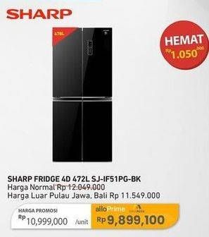 Promo Harga Sharp SJ-IF51PG-BK | Kulkas 427 L  - Carrefour