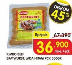 Promo Harga KIMBO Bratwurst Original, Lada Hitam 500 gr - Superindo