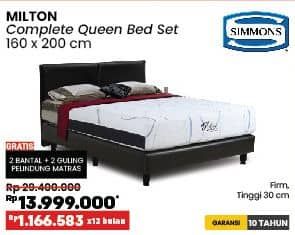 Promo Harga Simmons Milton Complete Queen Bed Set 160 X 200 Cm  - COURTS