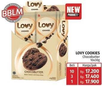 Promo Harga Lovy Biskuit Cookies Chocobutter per 10 pcs 30 gr - Lotte Grosir