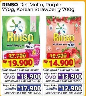 Promo Harga Rinso Anti Noda Deterjen Bubuk + Molto Korean Strawberry 700 gr - Alfamart