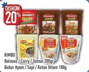 Promo Harga KIMBO Kitchen Bubur Instant/Bolognese/Curry/Semur  - Hypermart