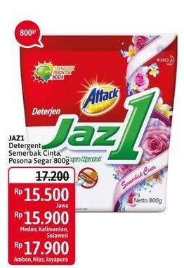 Promo Harga ATTACK Jaz1 Detergent Powder Semerbak Cinta, Pesona Segar 800 gr - Alfamidi