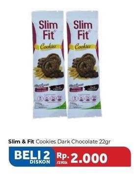 Promo Harga SLIM & FIT Cookies Dark Choco per 2 pcs 22 gr - Carrefour