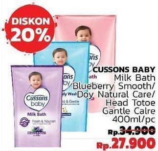 Promo Harga CUSSONS BABY Milk Bath Blueberry, Natural Care, Mild Gentle 400 ml - LotteMart