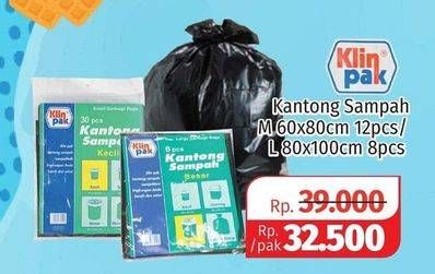 Promo Harga KLINPAK Kantong Sampah M 12, L 8  - Lotte Grosir