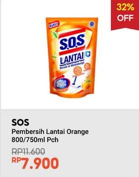 Promo Harga SOS Pembersih Lantai Orange 750 ml - Indomaret