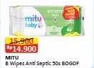 Promo Harga Mitu Baby Wipes Antiseptic Refreshing Lime 50 pcs - Alfamart