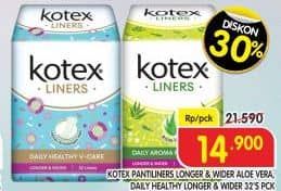 Promo Harga Kotex Liners Daily Healthy V-Care Longer & Wider 32 pcs - Superindo