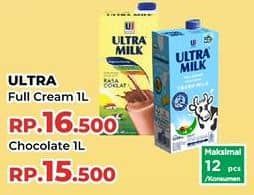 Promo Harga Ultra Milk Susu UHT Full Cream 1000 ml - Yogya