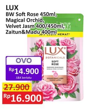 Promo Harga LUX Botanicals Body Wash Soft Rose, Magical Orchid, Velvet Jasmine, Hijab Series Zaitun Madu 400 ml - Alfamart