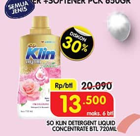 Promo Harga So Klin Liquid Detergent All Variants 720 ml - Superindo