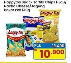 Promo Harga Happy Tos Tortilla Chips Hijau, Nacho Cheese, Jagung Bakar/Roasted Corn 140 gr - Indomaret