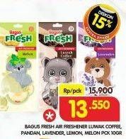 Promo Harga BAGUS Fresh Air Freshener Luwak Coffee, Pandan, Lavender, Lemon, Melon 10 gr - Superindo