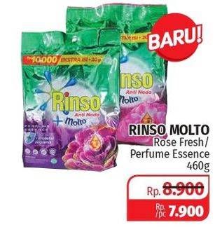 Promo Harga RINSO Anti Noda Deterjen Bubuk + Molto Pink Rose Fresh, + Molto Purple Perfume Essence 460 gr - Lotte Grosir