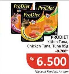 Promo Harga PRODIET Makanan Kucing Kitten Tuna, Chicken Tuna, Tuna 85 gr - Alfamidi