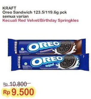 Promo Harga Oreo Biskuit Sandwich Kecuali Red Velvet, Kecuali Birthday Sprinkles 119 gr - Indomaret