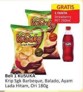Promo Harga KUSUKA Keripik Singkong Barbeque, Balado, Ayam Lada Hitam, Original 180 gr - Alfamart