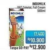 Promo Harga Indomilk Susu UHT Full Cream Plain, Cokelat 1000 ml - Alfamidi