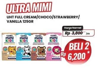 Promo Harga Ultra Mimi Susu UHT Full Cream, Cokelat, Stroberi, Vanila 125 ml - Carrefour