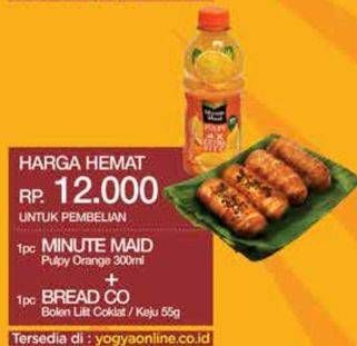 Promo Harga Minute Maid Juice Pulpy + Bread Co Bolen lilit   - Yogya